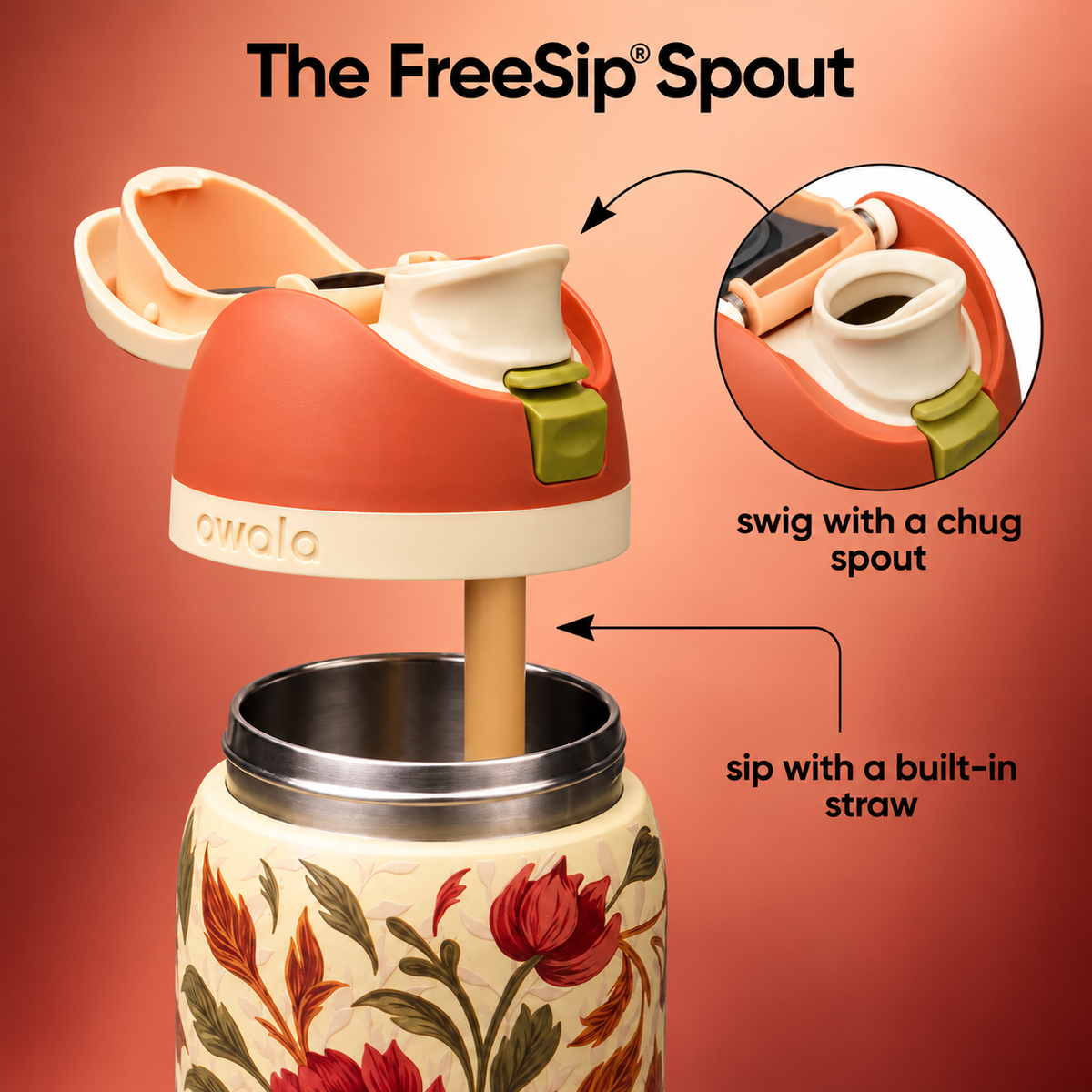 Owala FreeSip® Water Bottle - 32oz | Woodland Boho