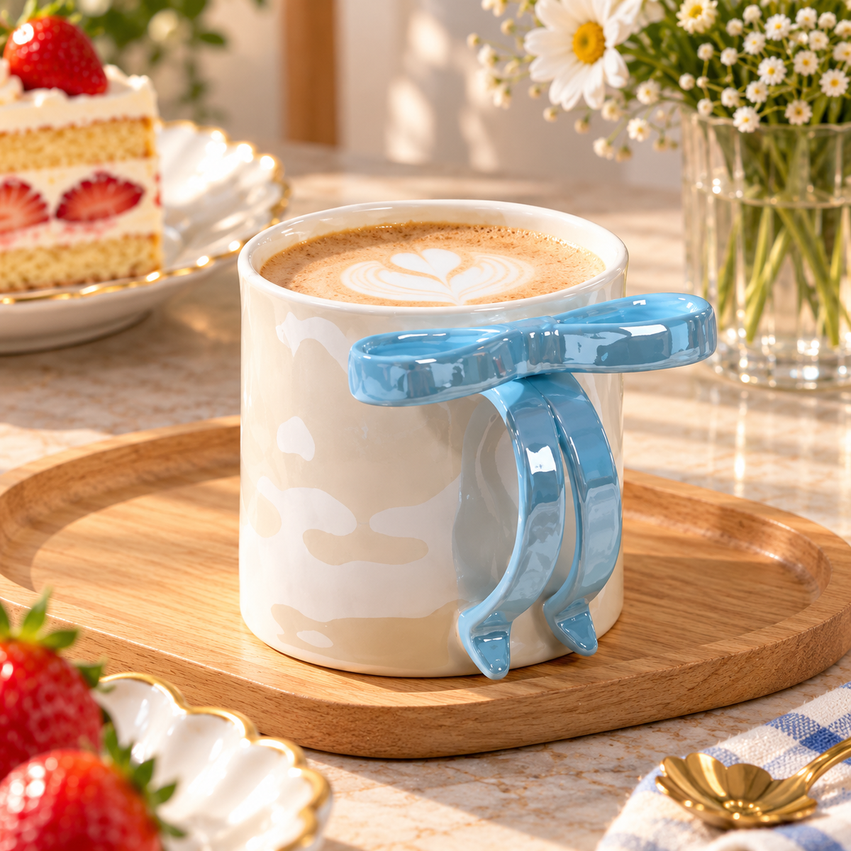 Bow Handle Ceramic Coffee Mug – Available in Different Colours
