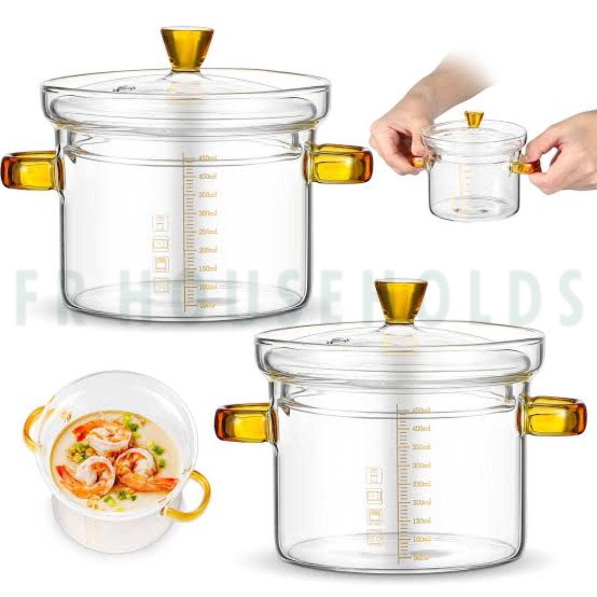 450ml - 350ml | Glass Cooking Pot – Elegant & Heat-Resistant