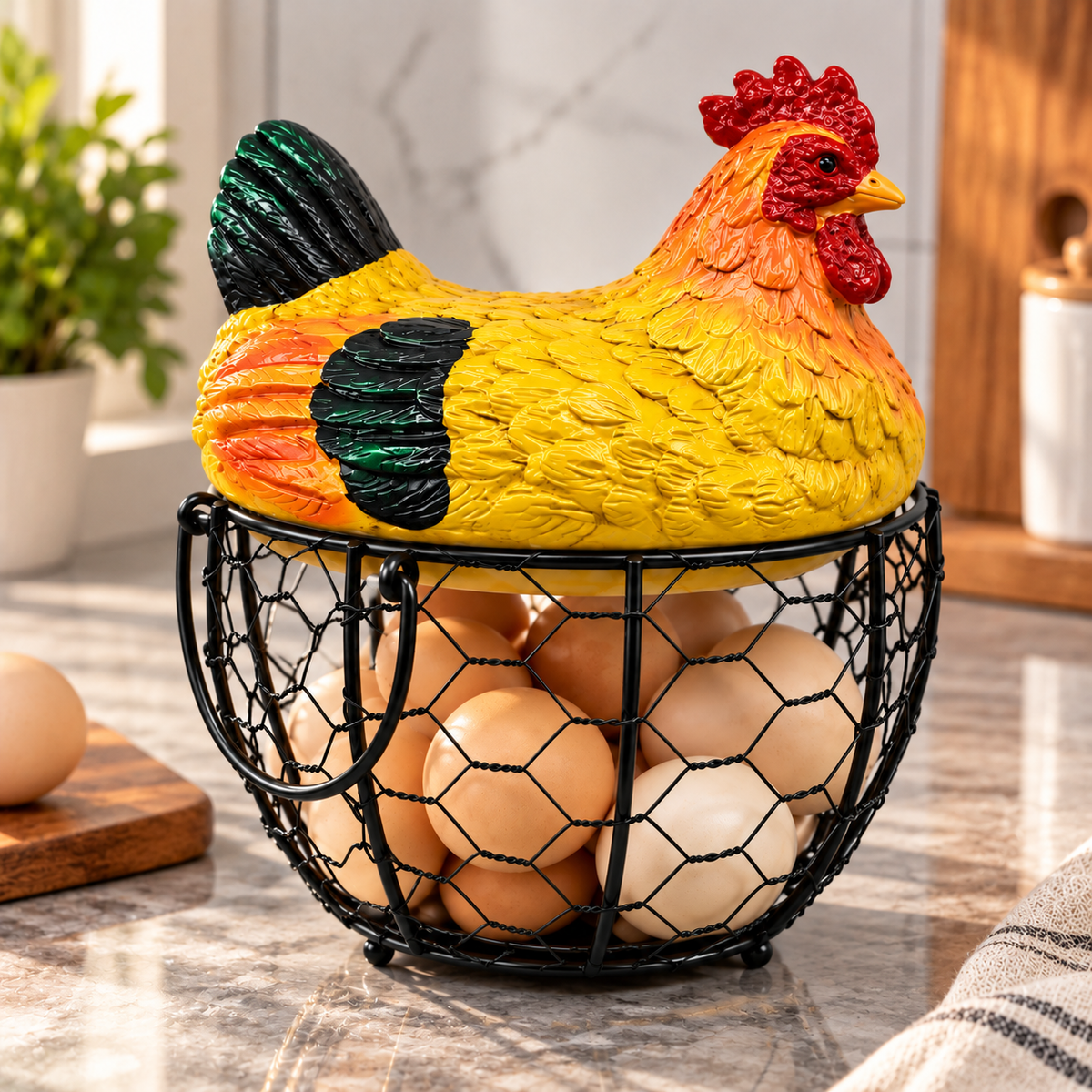 Decorative Chicken Egg Basket & Multi-Purpose Storage Basket