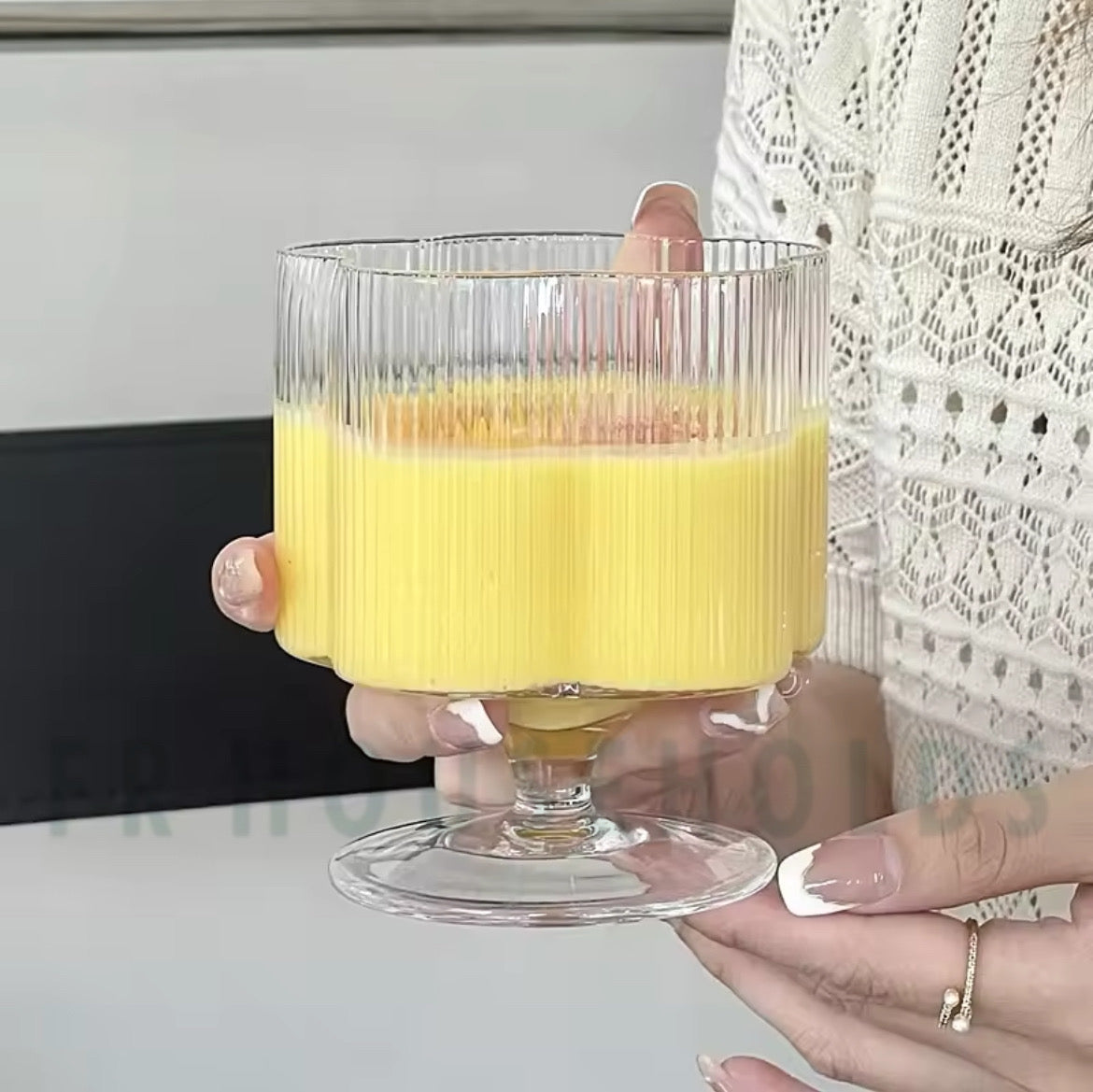 Ribbed Flower Shape Series Low Stem Glass Set Of 6 – 370ml | 165g - 6PC