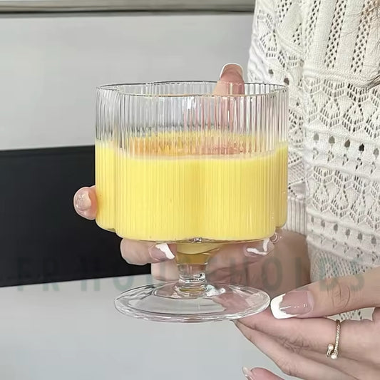 Ribbed Flower Shape Series Low Stem Glass Set Of 6 – 370ml | 165g - 6PC
