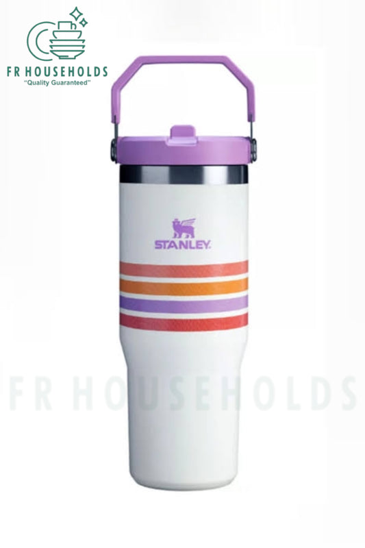 THE VARSITY ICEFLOW™ FLIP STRAW TUMBLER | 30 OZ (Cream Lilac Stripe)