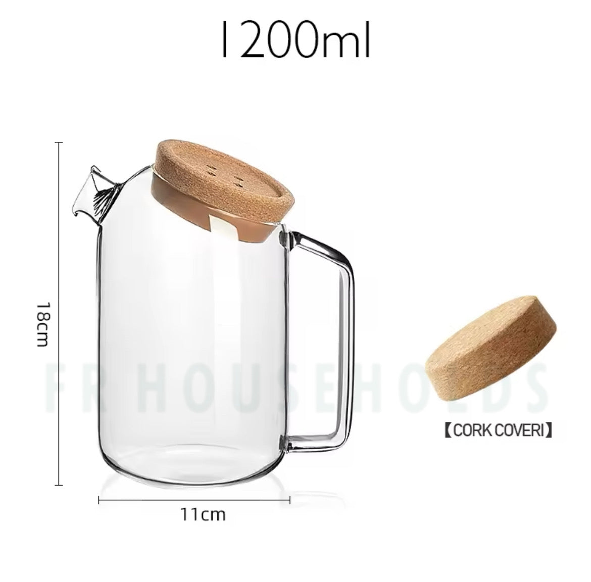 Nordic Borosilicate Glass Teapot with Wood Lid | 800ml - 1200ml - 1800ml