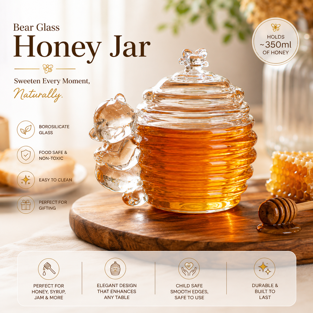Trending Crystal Clear Honey Bear Jar with Lid | FR HOUSEHOLDS