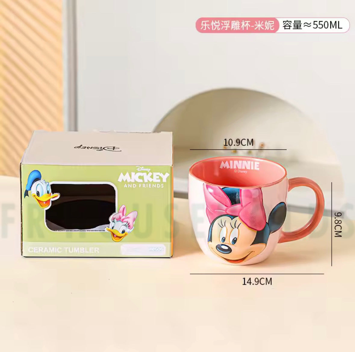 Disney Minnie Mouse 3D Sculpted Ceramic Mug - 16oz Pink Coffee Cup