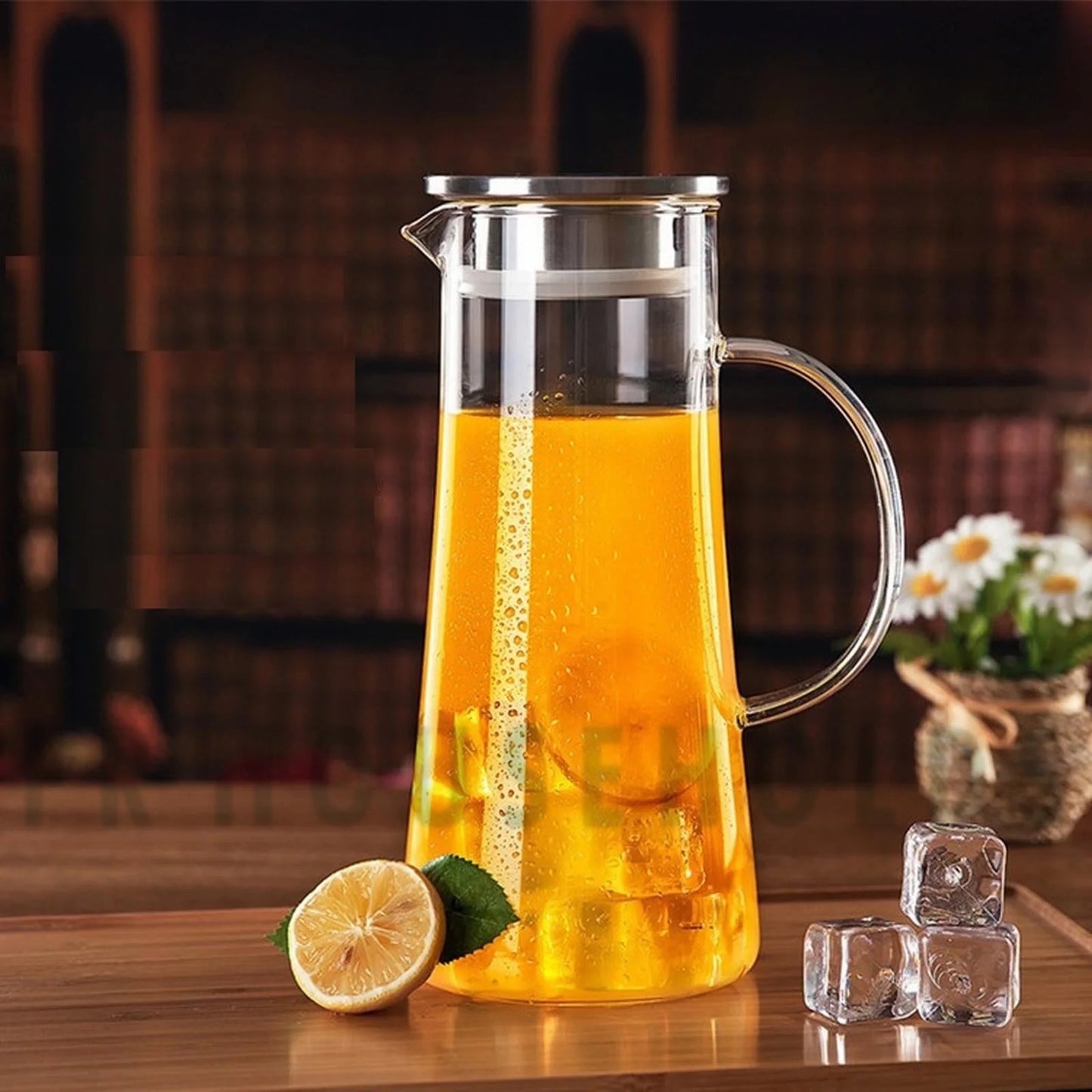 2.2L Borosilicate Glass Jug with Stainless Steel Lid – Elegant & Durable Drinkware