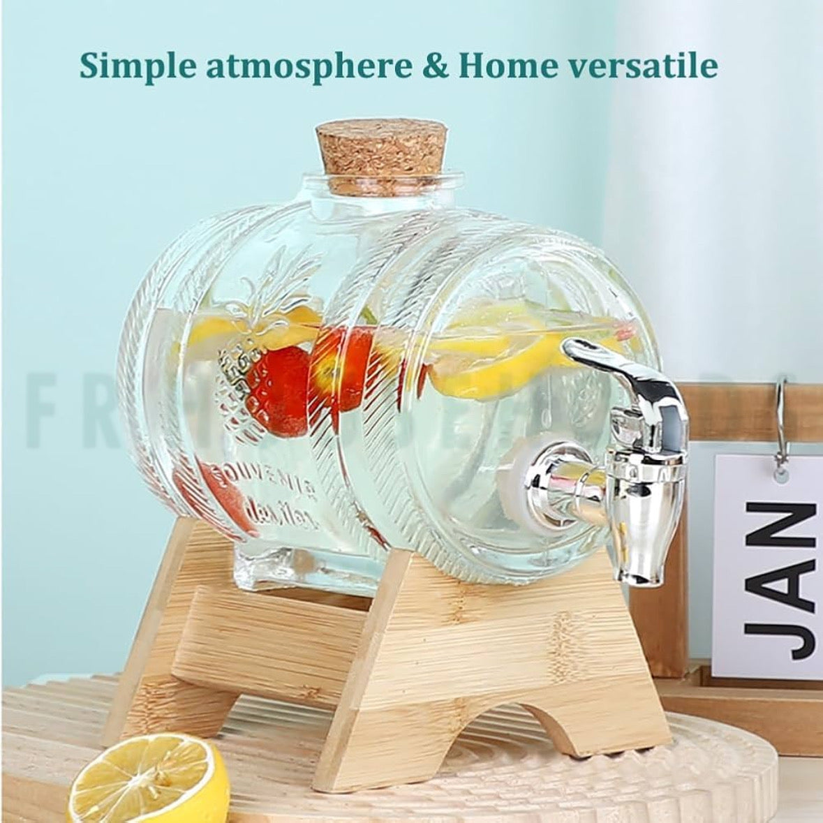 VILON Barrel Shape Beverage Dispenser With Cork Lid | 3ltrs - 5ltrs
