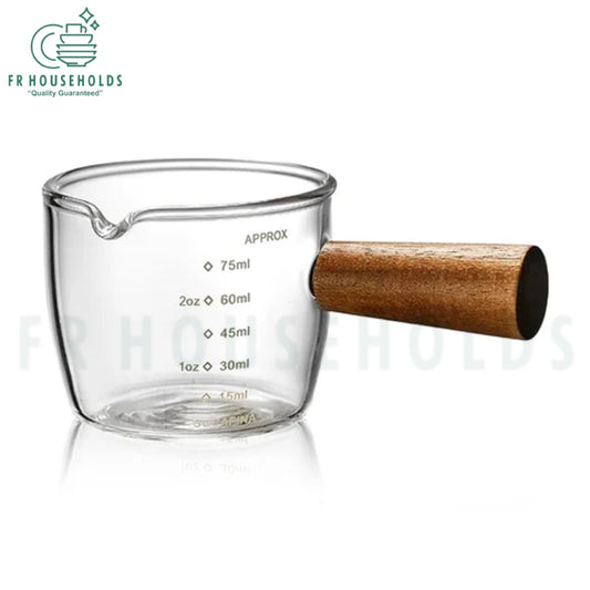 75ml Coffee Measuring Tool – Real Borosilicate Glass with Wooden Handle | Precision Coffee Tool