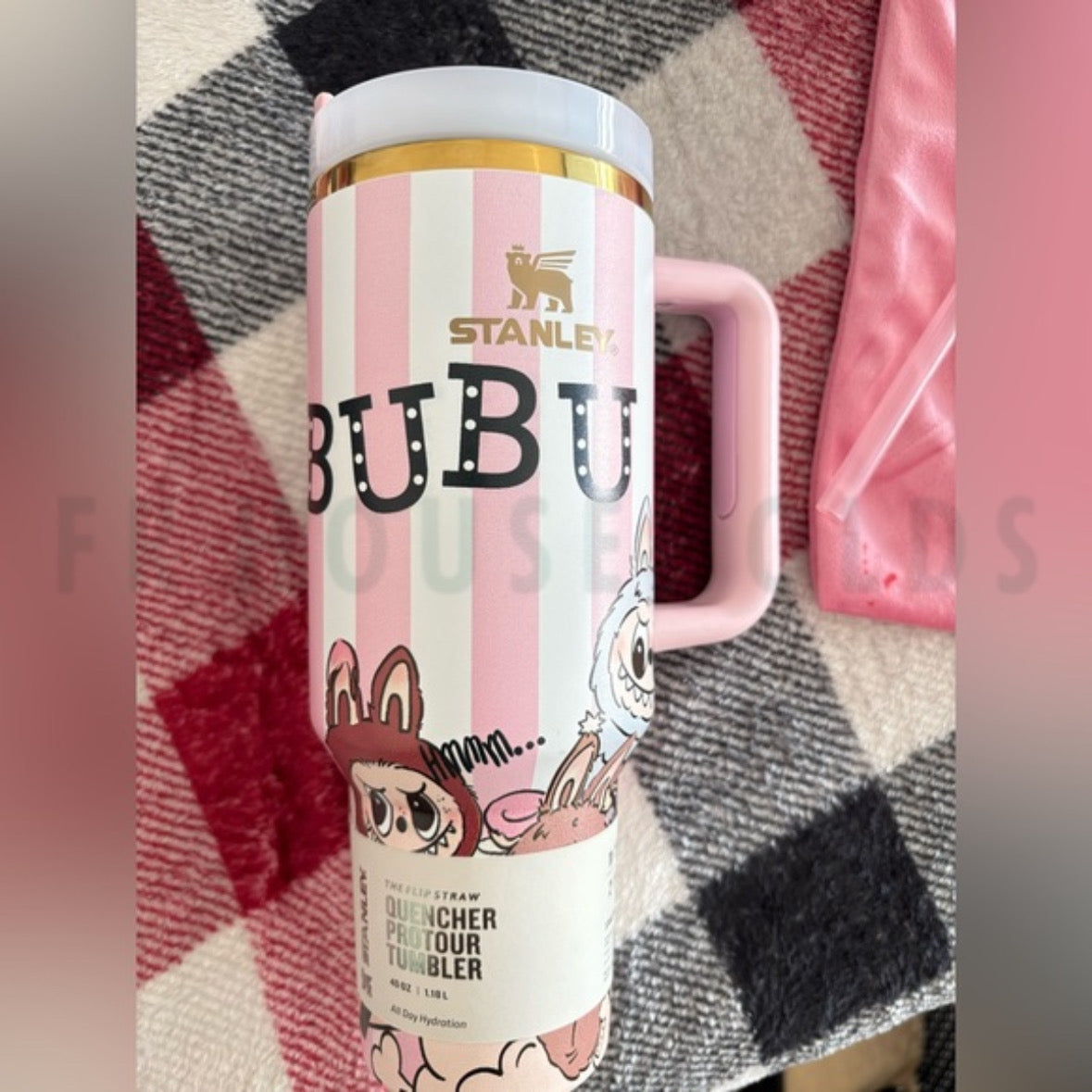 Stanley The Quencher H2.O Tumbler | 40OZ - Labubu Special (Victorian Pink) - Labubu Doll Included