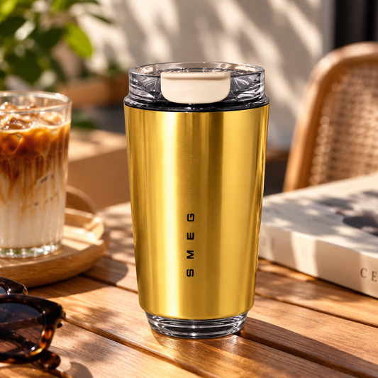 SMEG Style Insulated Coffee Travel Mug – 320ml | Sunburst Gold