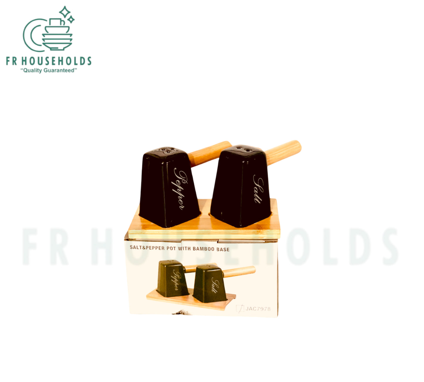 Hammer Shape Salt & Pepper Shakers Set With Wooden Stand
