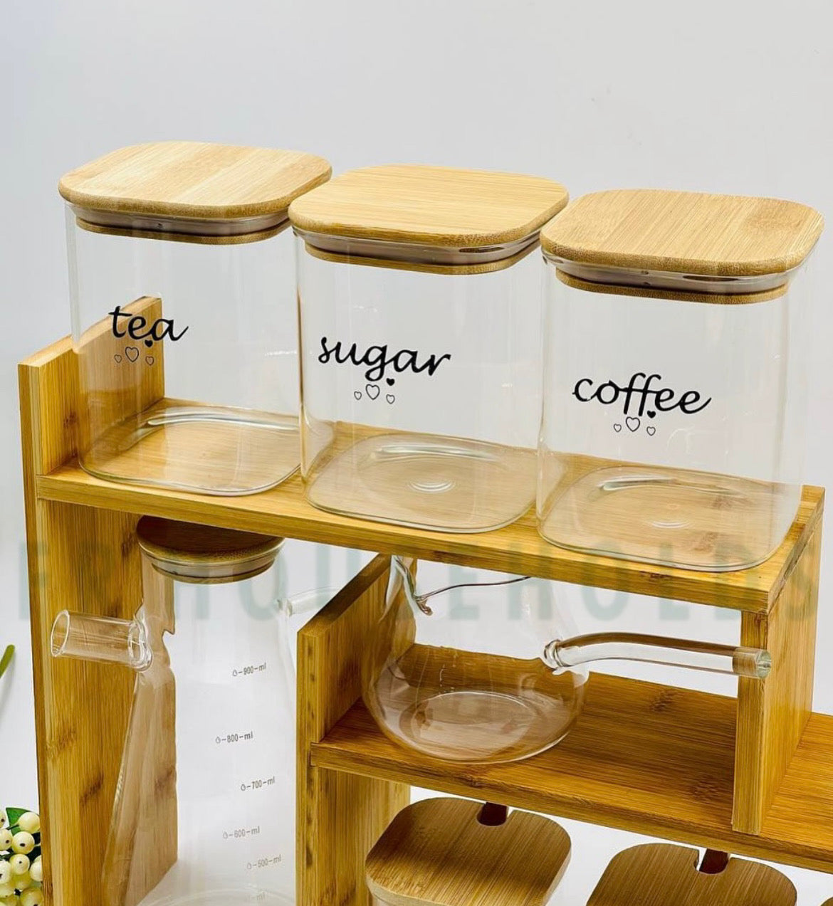 9-Piece Complete Kitchen Organiser Stand Set | Bamboo Rack