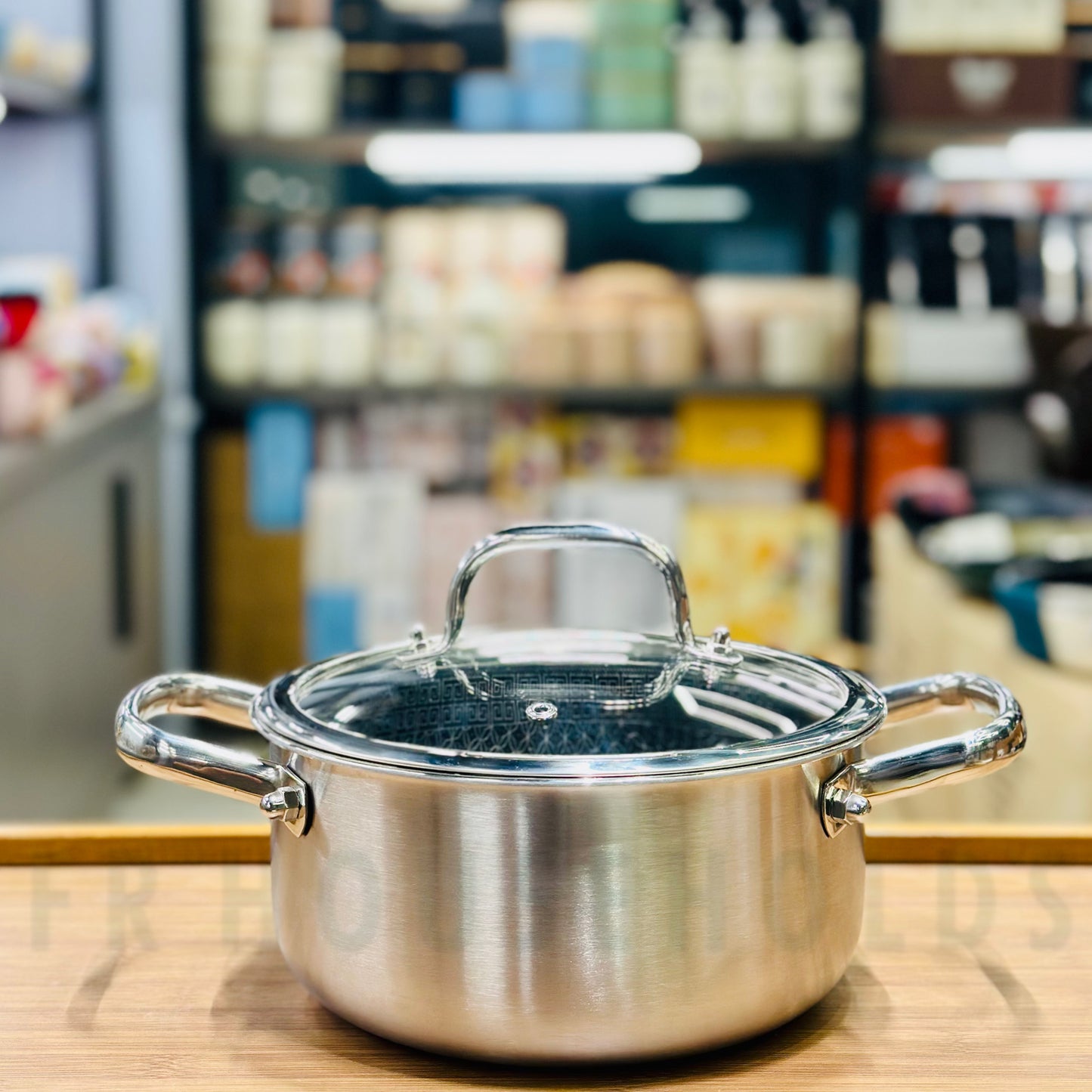 Stainless Steel Honeycomb Non-Stick Cooking Pot with Glass Lid