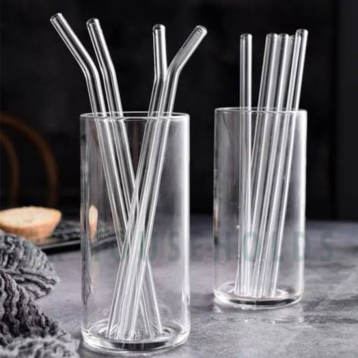 Classic Clear Straight Glass Straws - 6 Pack | 7mm Skinny Curve