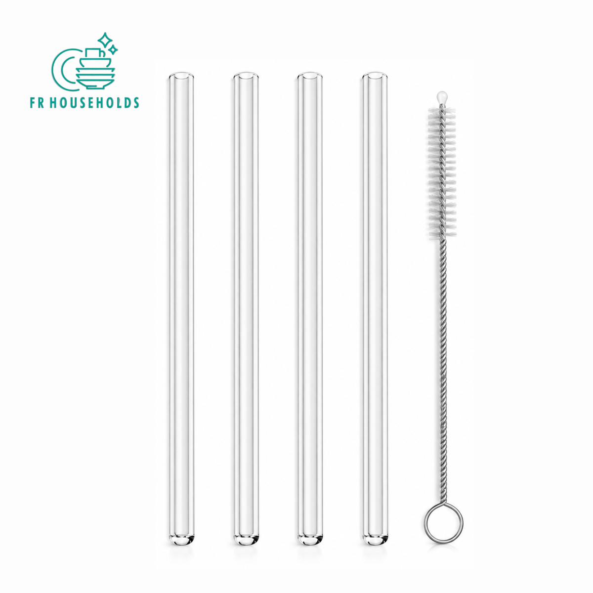 Classic Clear Straight Glass Straws - 6 Pack | 7mm Skinny Straight
