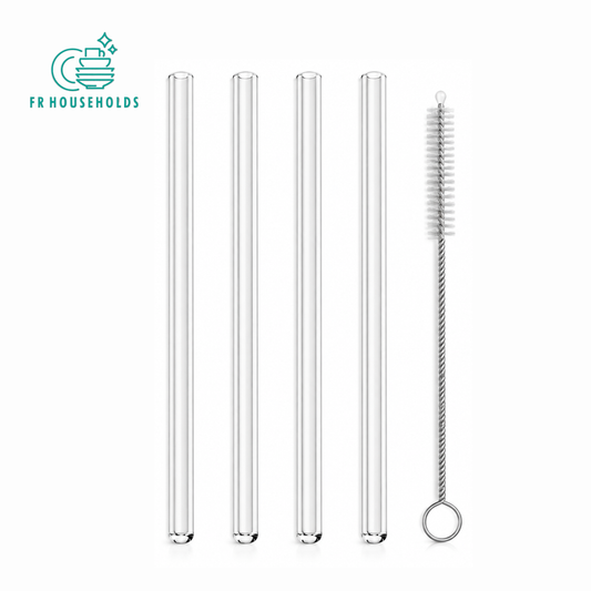 Classic Clear Straight Glass Straws - 6 Pack | 7mm Skinny Straight
