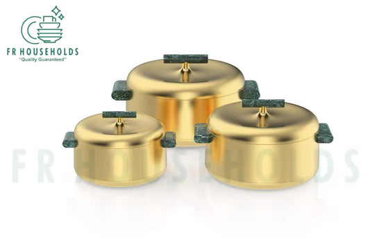 Artistic Matt Gold 3-Piece Hotpot Set – Elegant, Durable & Heat Retentive | Perfect for Everyday Use