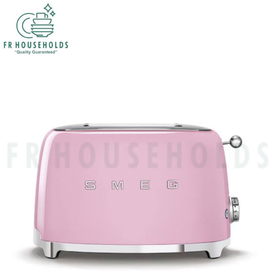 SMEG Retro Toaster Machine – Premium Stainless Steel 2-Slice Toaster with Adjustable Browning & Wide Slots | Pink