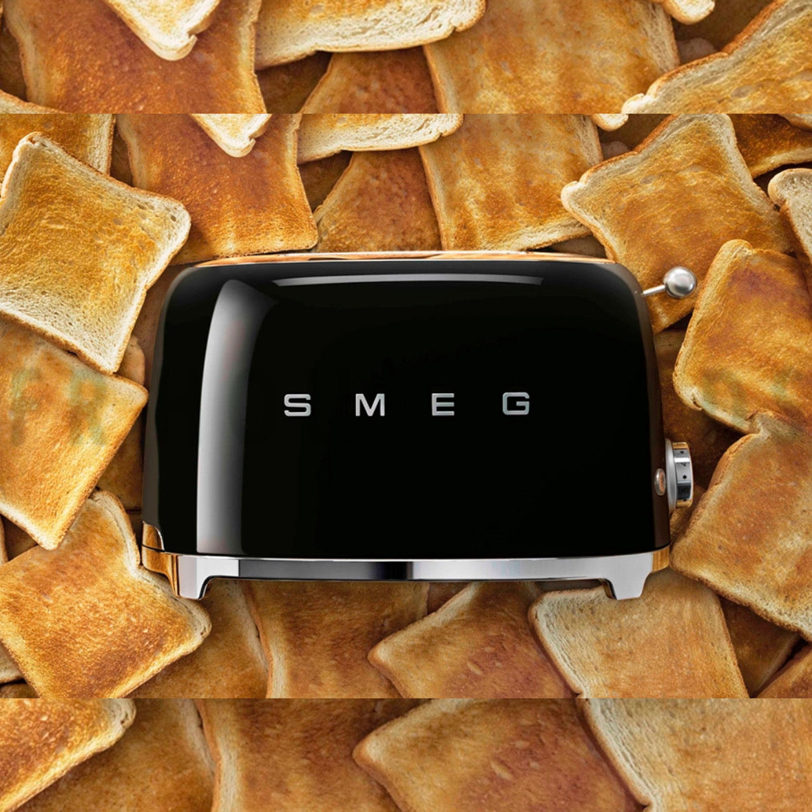 SMEG Retro Toaster Machine – Premium Stainless Steel 2-Slice Toaster with Adjustable Browning & Wide Slots | Black