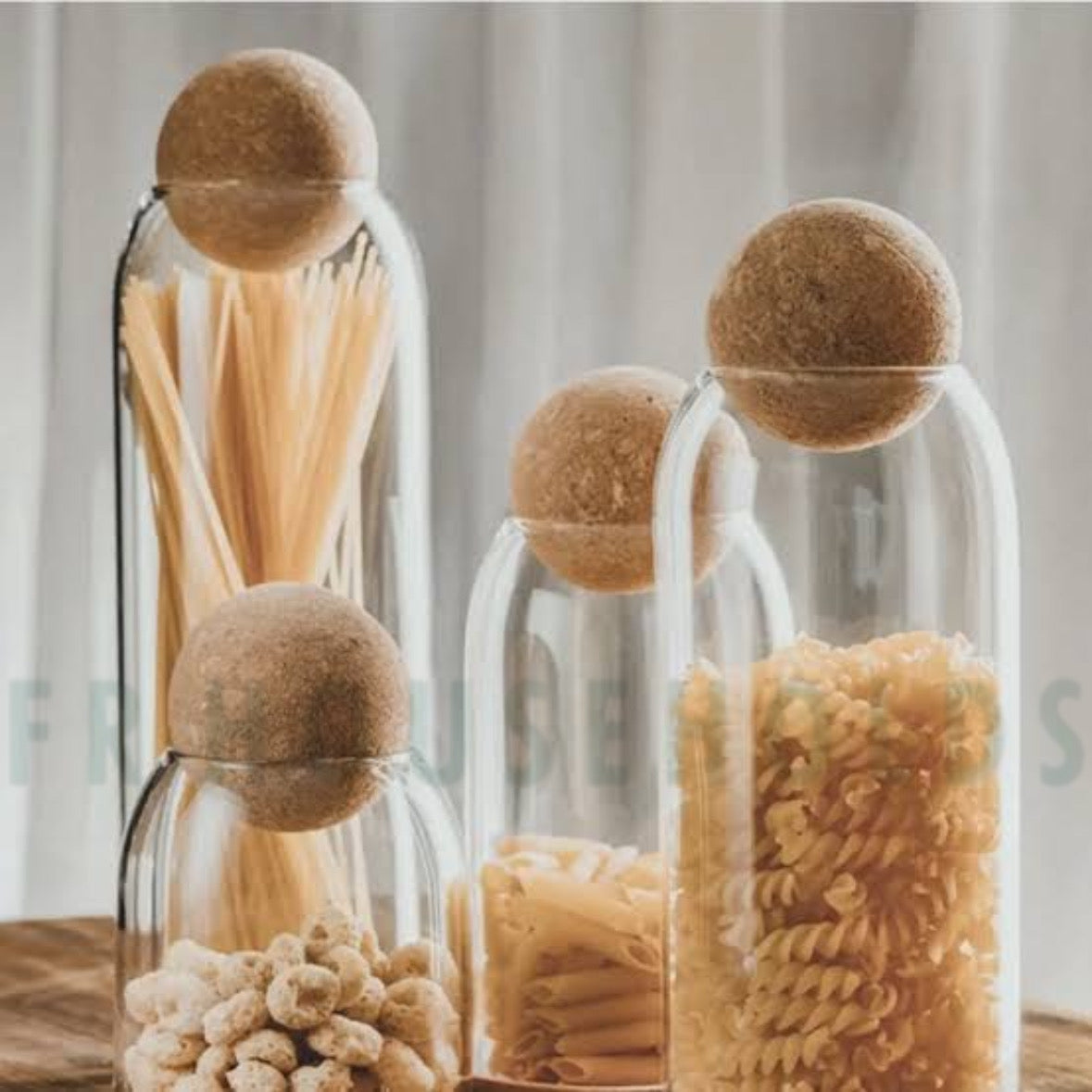 3-Piece Glass Jar Set with Cork Ball Tops – Natural Elegance for Your Storage Needs