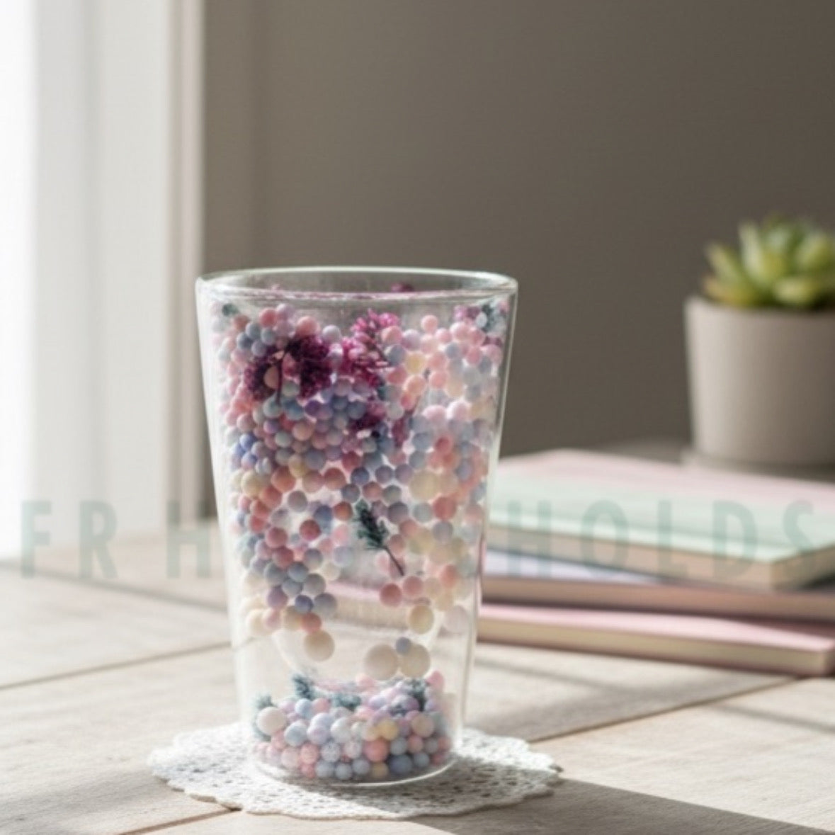 400ml | Double Wall Dried Flower Straight Glass – Elegant & Aesthetic Drinkware