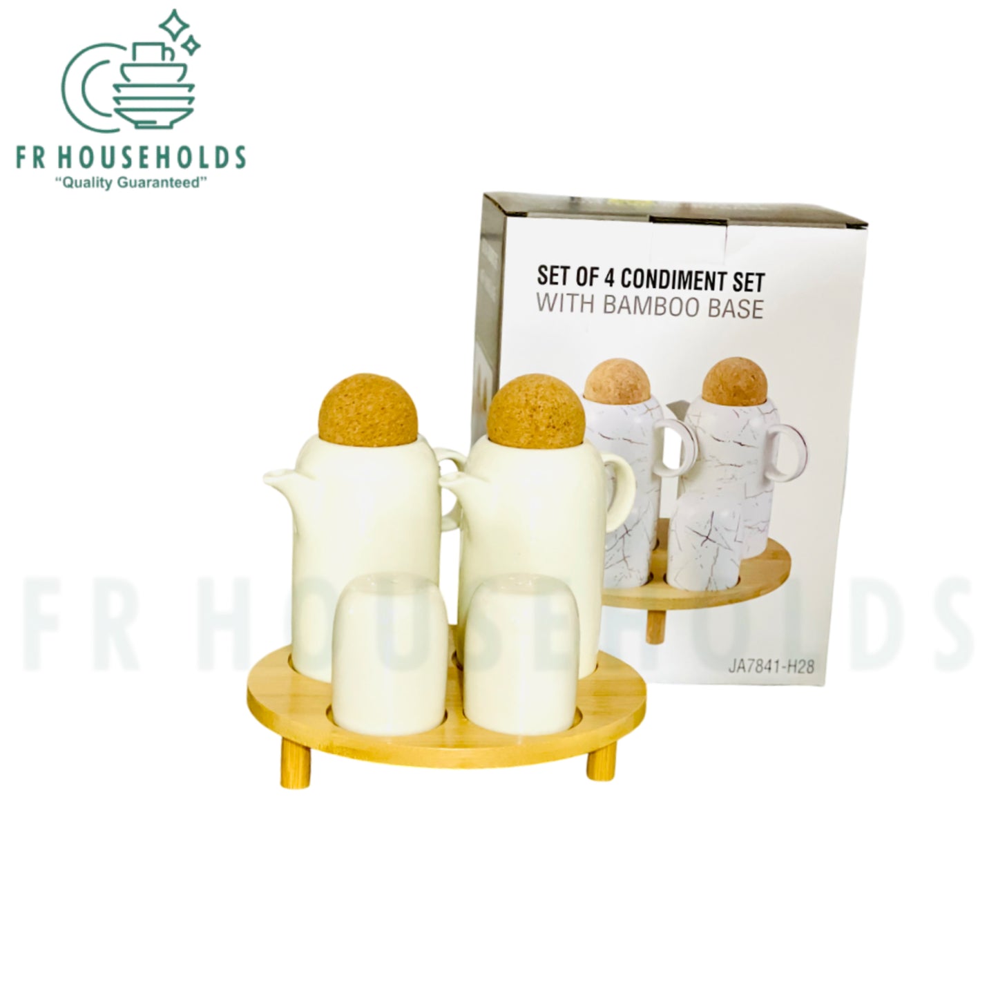 4pcs Condiments Table Serving Set With Wooden Stand