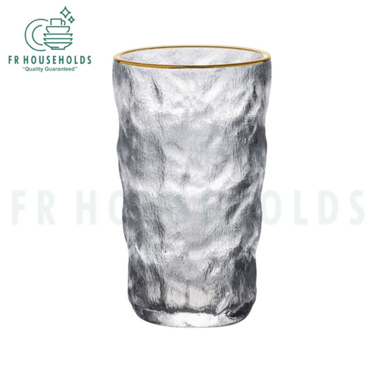 Frozen Ice Gold Rim Drink Glass | 400ml - Clear - 6PC