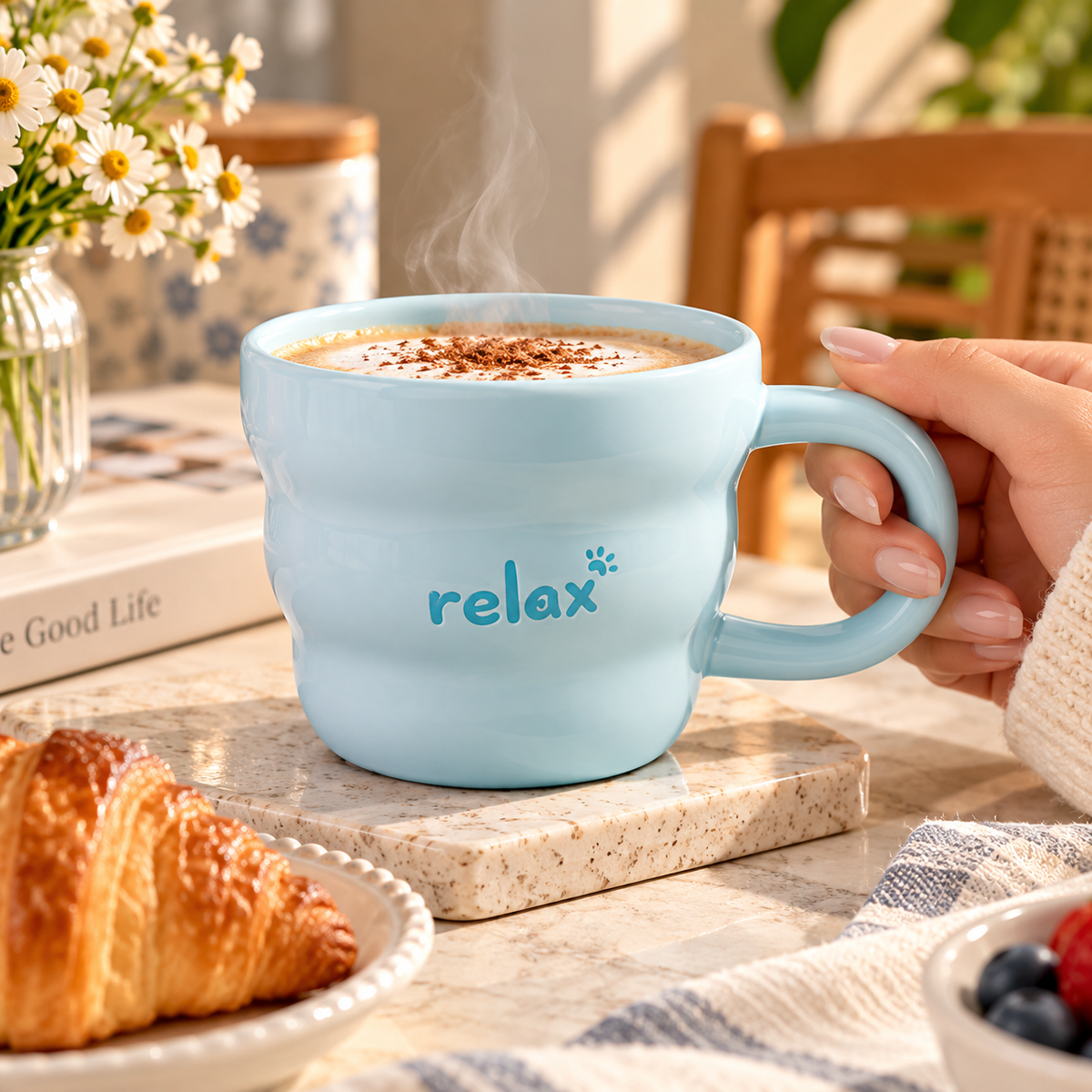 Pastel Colour Coffee Mug – Hello, Relax, Smile & Lucky