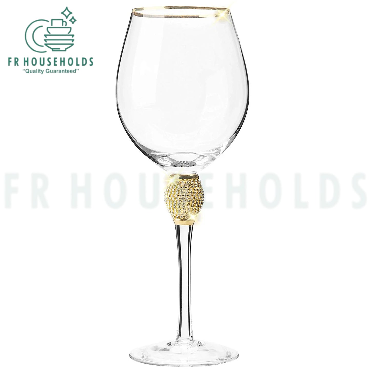Handcrafted Crystal Wine Glass with Golden Work – Luxury Elegance Redefined
