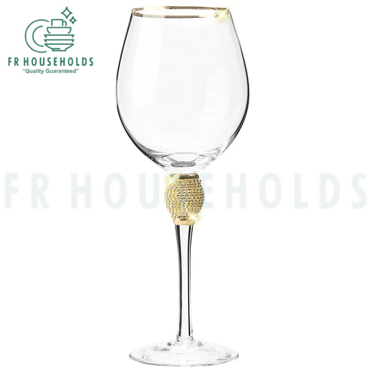 Handcrafted Crystal Wine Glass with Golden Work – Luxury Elegance Redefined