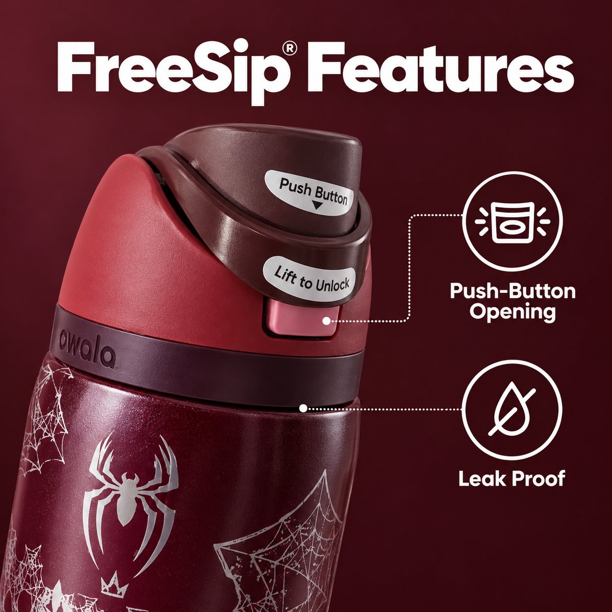 Owala FreeSip® Water Bottle - 32oz | Marvel Spider-Man