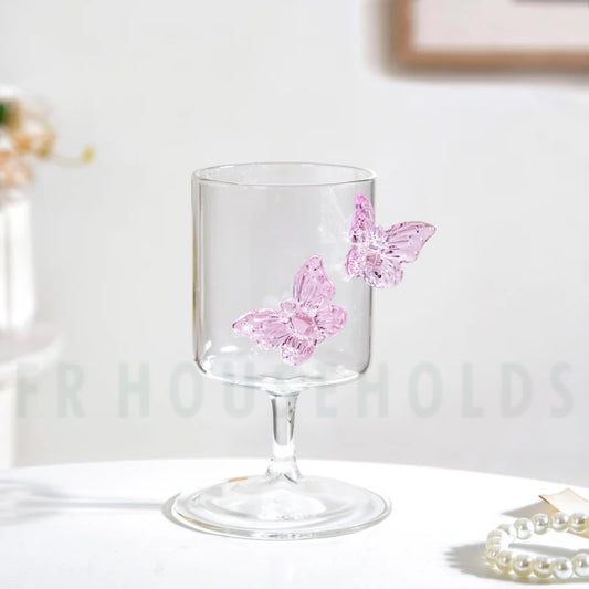 Crystal Butterfly Low Foot Glass – Premium Aesthetic Glass | 1pc