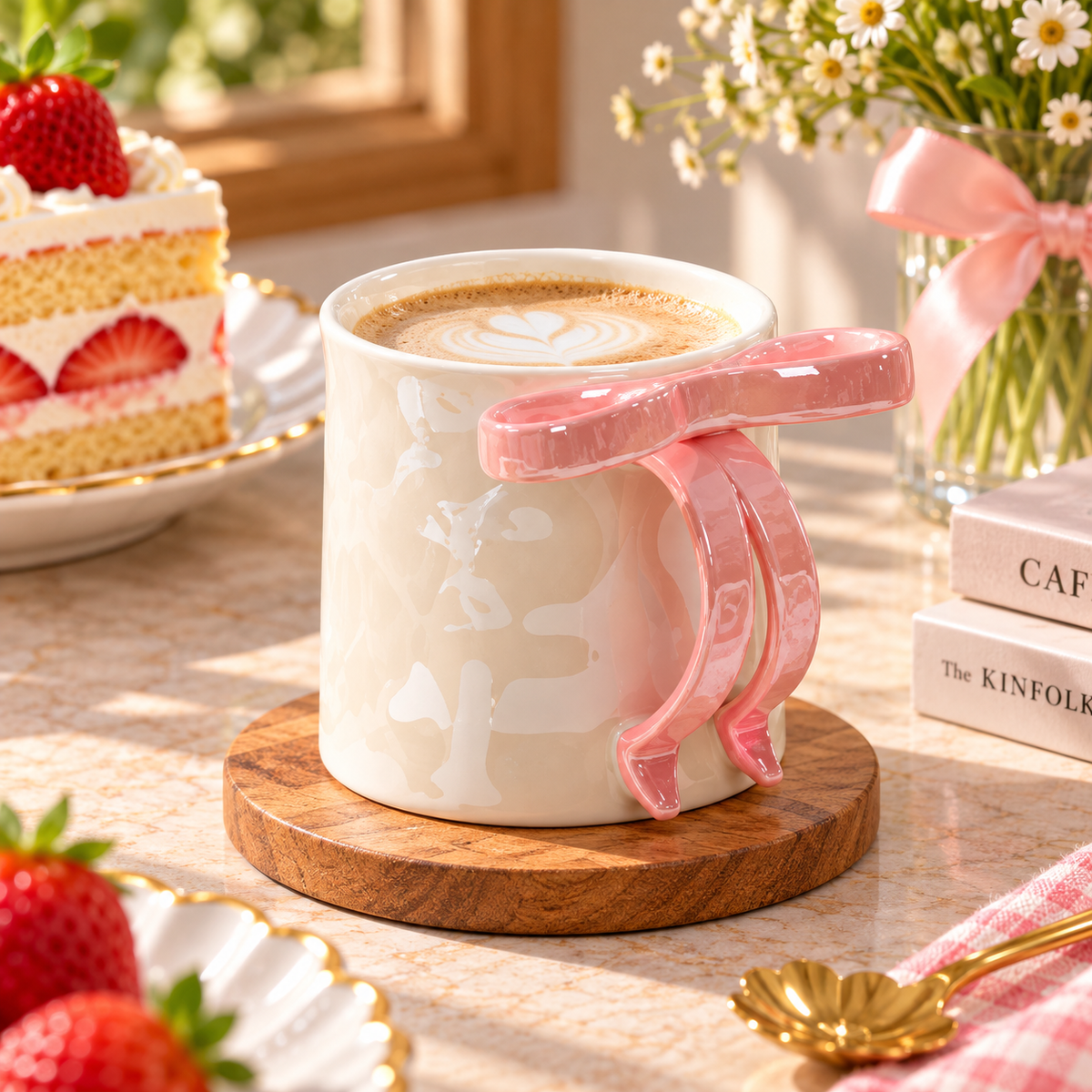 Bow Handle Ceramic Coffee Mug – Available in Different Colours