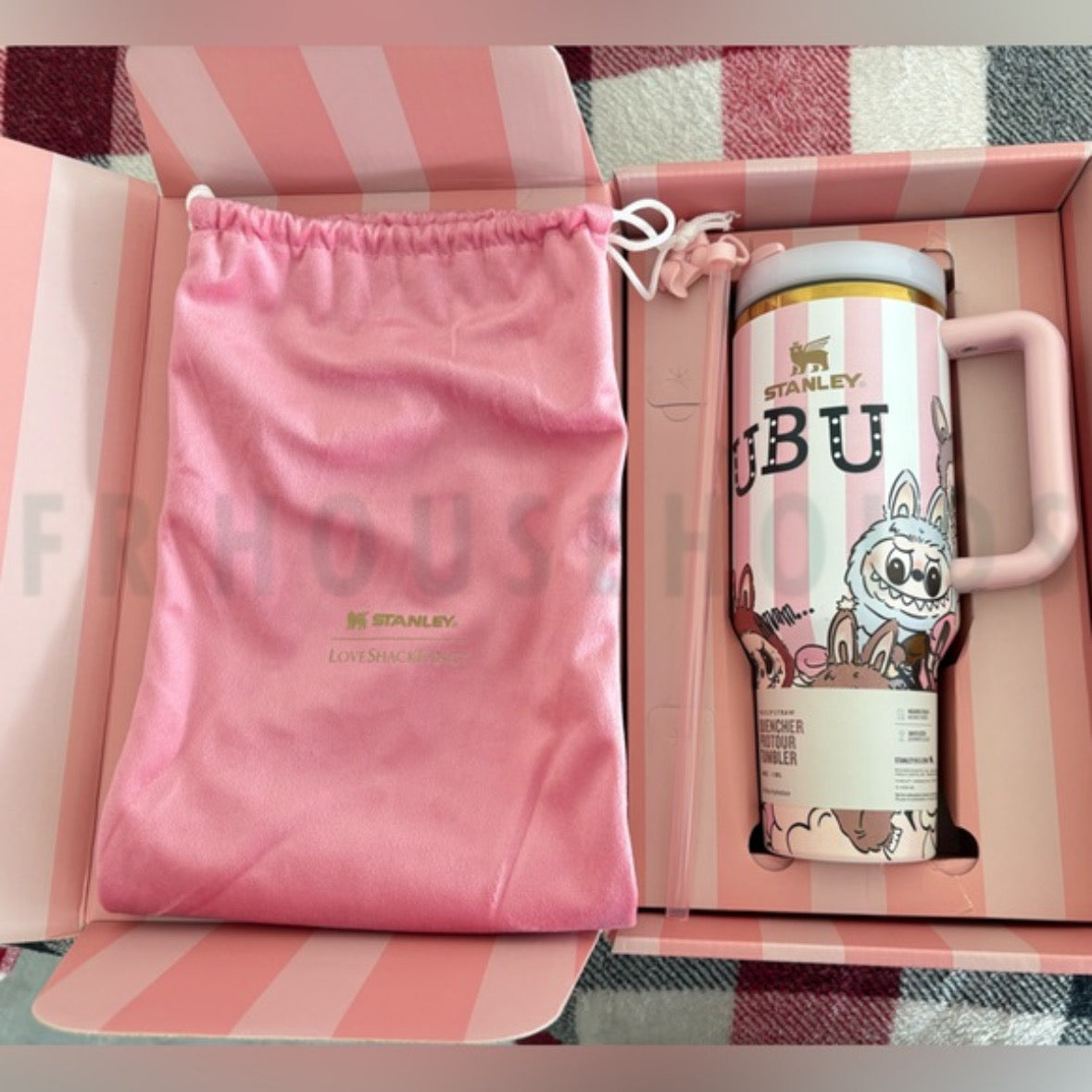 Stanley The Quencher H2.O Tumbler | 40OZ - Labubu Special (Victorian Pink) - Labubu Doll Included