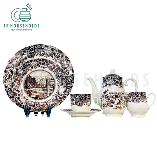 CLAYTAN 24-Piece Earthenware Tea Set – Elegant & Timeless Charm