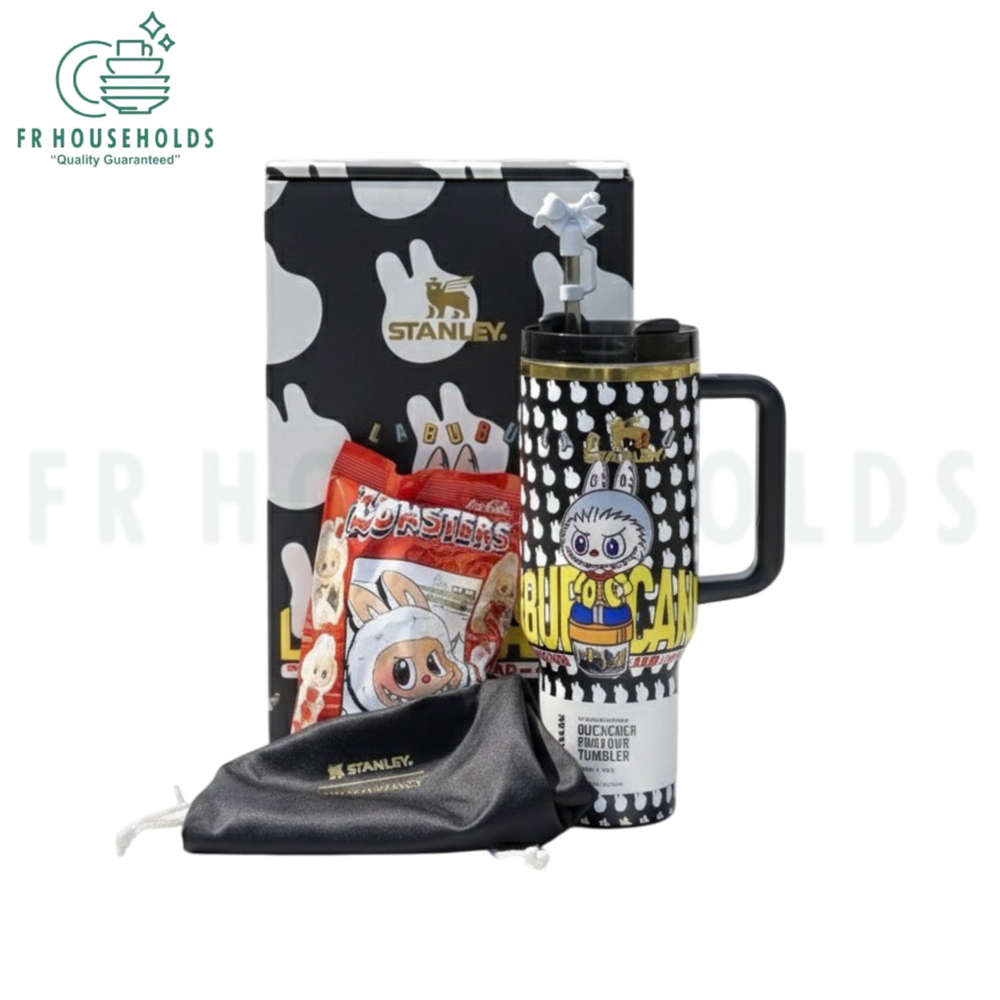 Stanley The Quencher H2.O Tumbler | 40OZ - Labubu Special (Midnight Black) - Labubu Doll Included