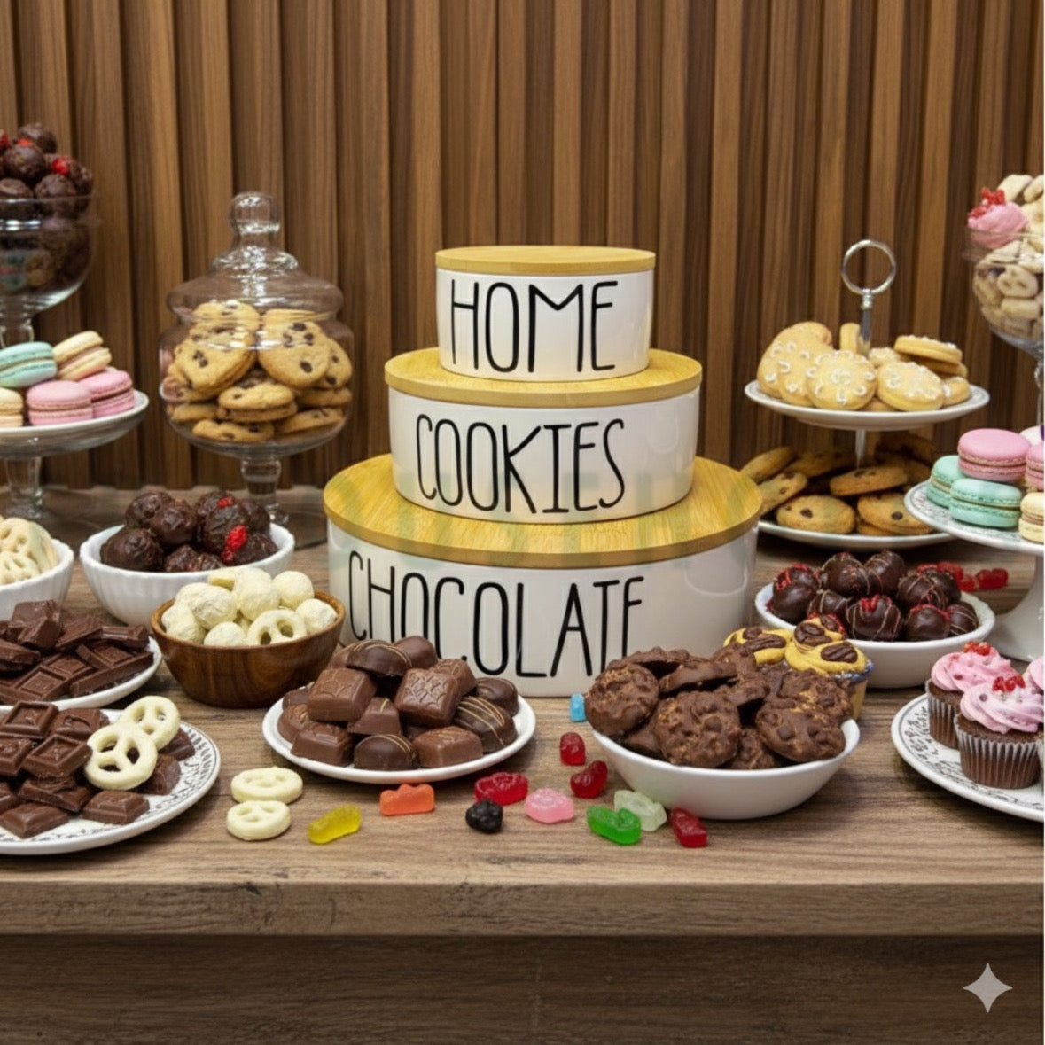 3PCS Porcelain Serving Bowls with Bamboo Lids