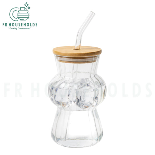 450ml VIETNAMESE Coffee Glass with Bamboo Lid & Straw – Premium Eco-Friendly Tumbler