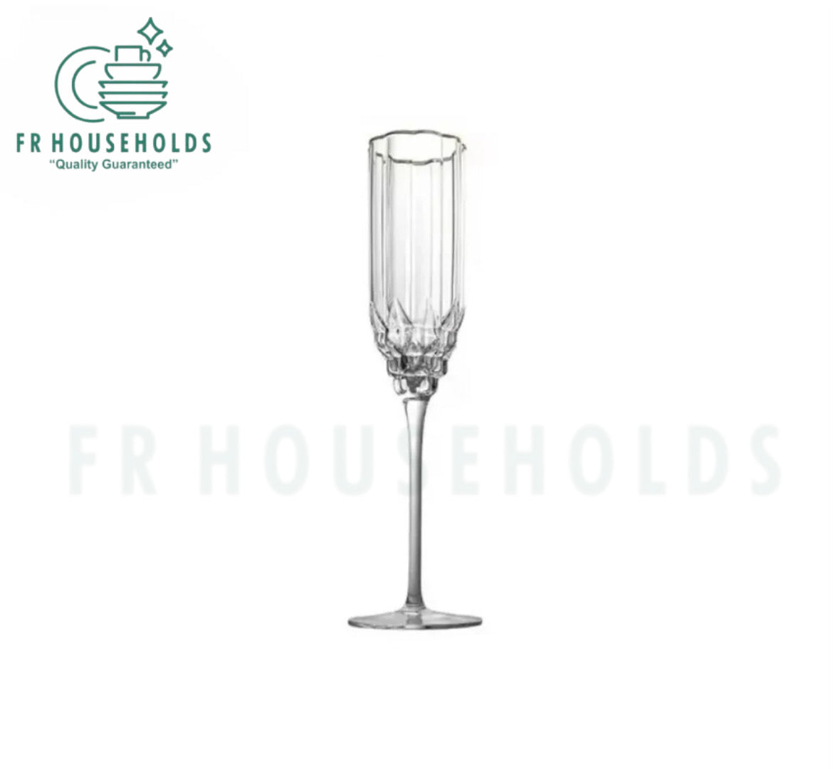 Crystal Cylinderical Flower Mouth Gold Rim Fluet Glass | 230ml | 6PC
