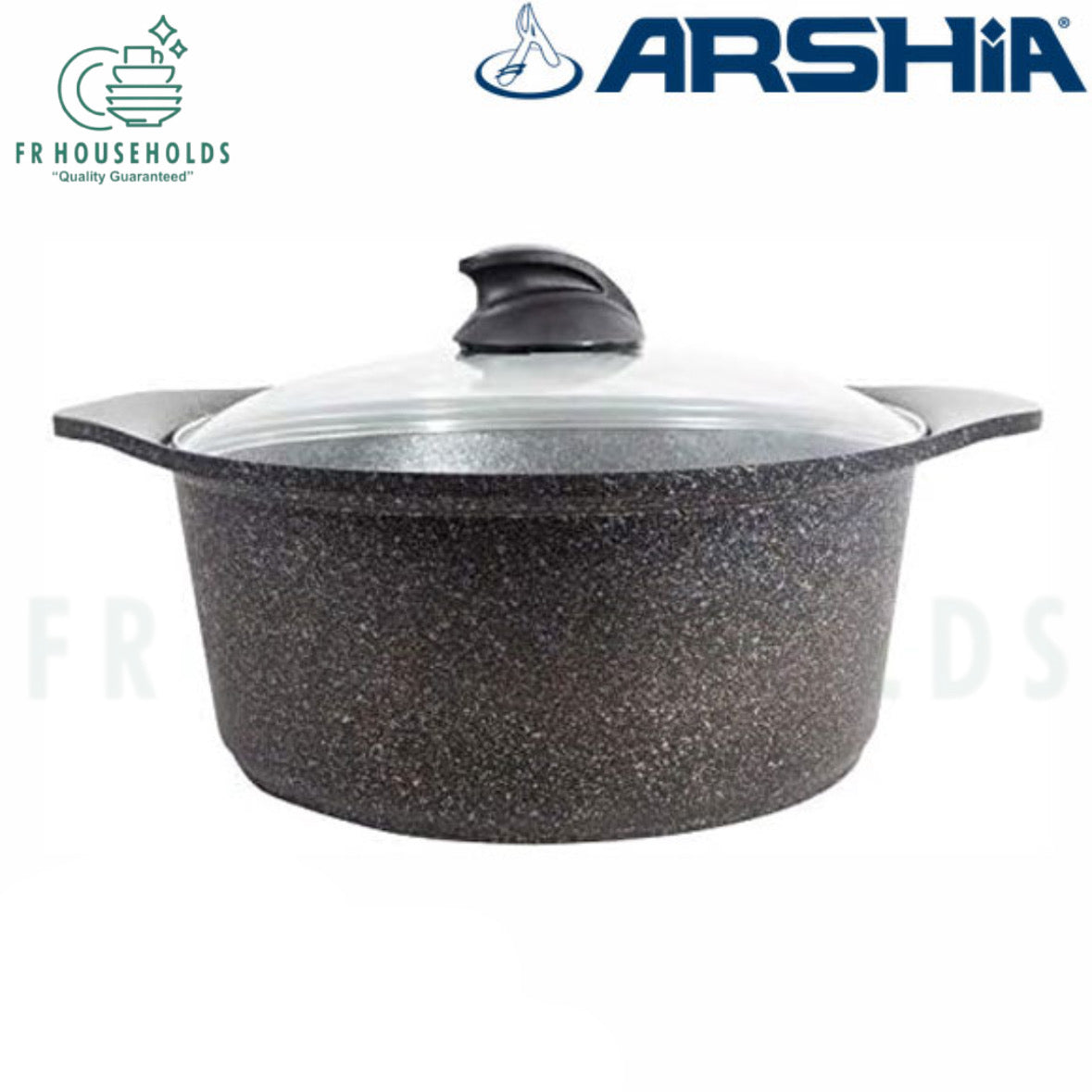 Arshia Nonstick Granite Casserole  With Glass Lid | 20cm - 24cm - 28cm