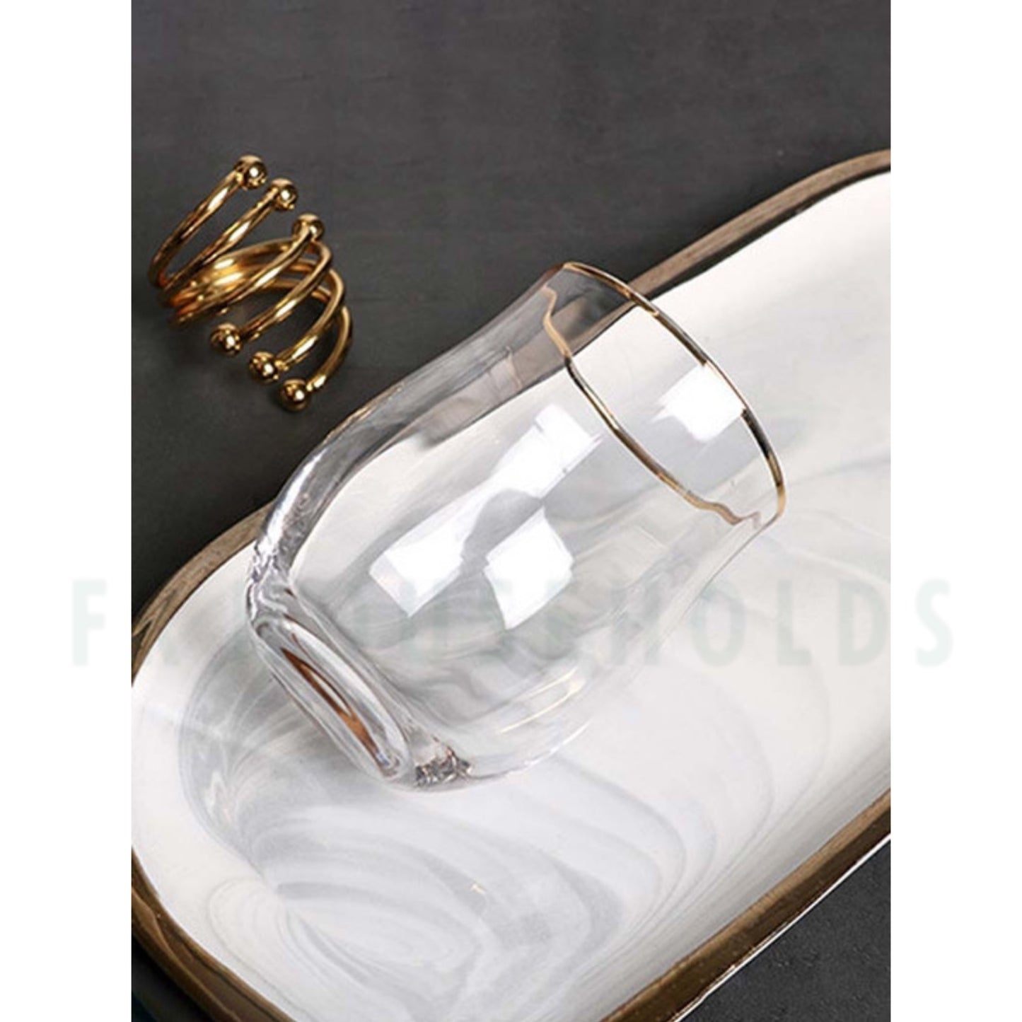 Petal Gold Edge Classic Stemless Glass - 300ml - 6PC