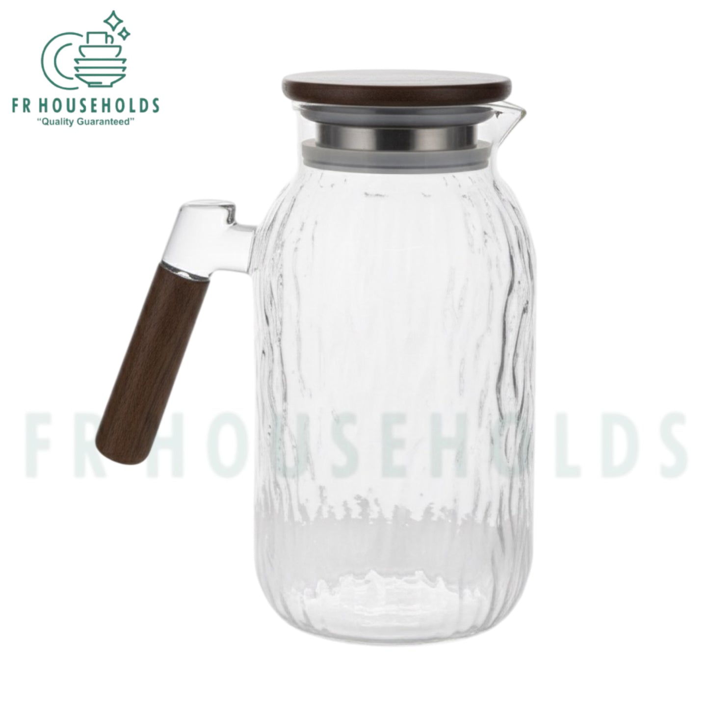 2.0L Borosilicate Glass Jug with Wooden Texture Handle – Elegant & Heat-Resistant Pitcher
