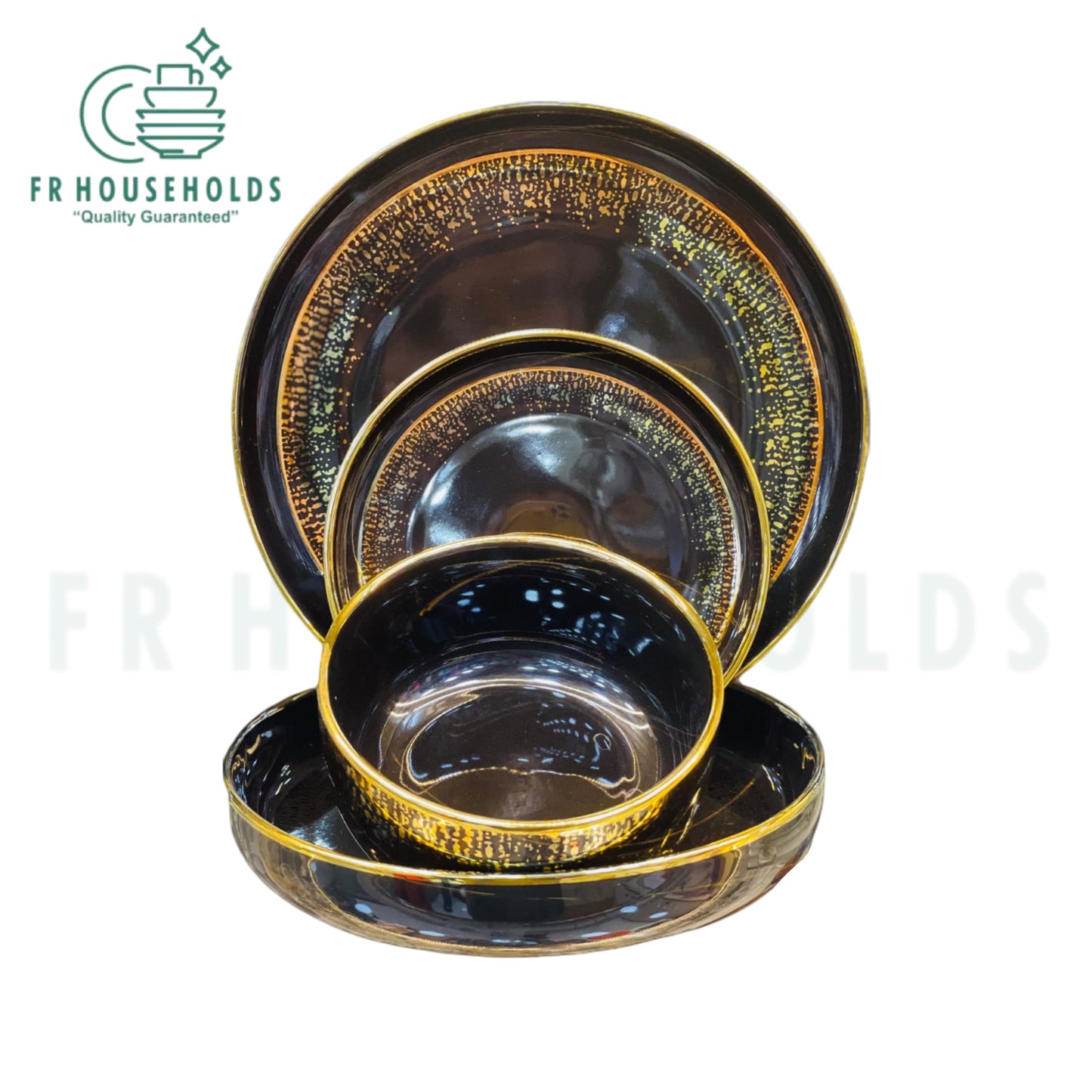 Elegant 24-Piece Porcelain Dinner Set with Luxurious Golden Print – Service for 6