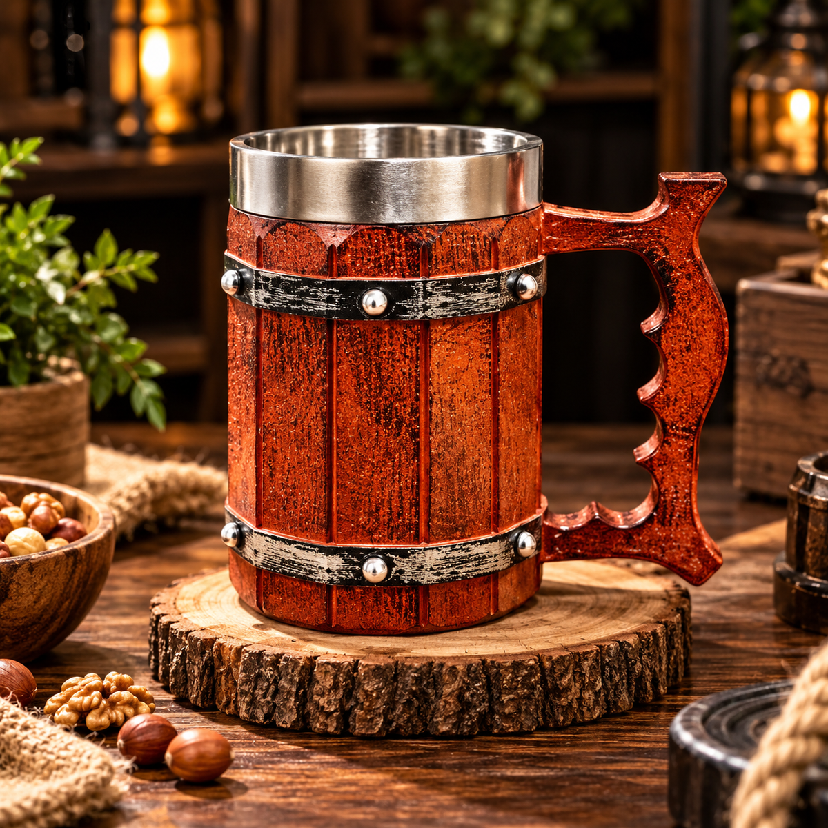 Ancient Barrel Mug 500ml with Stainless Steel Interior