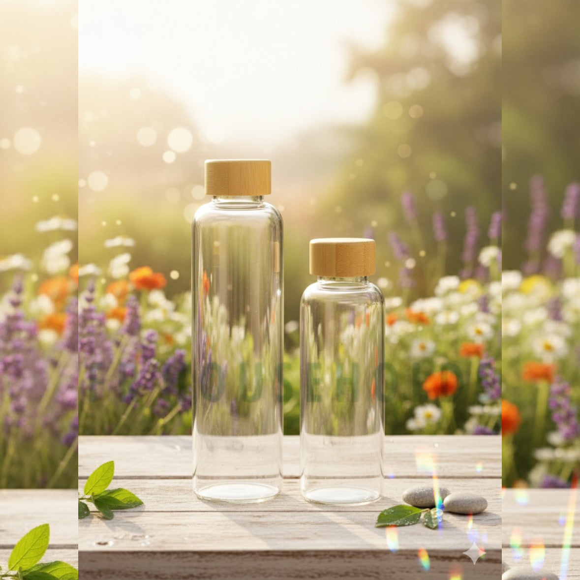 Glass Water Bottle with Bamboo Lid | 700ml - 1000ml