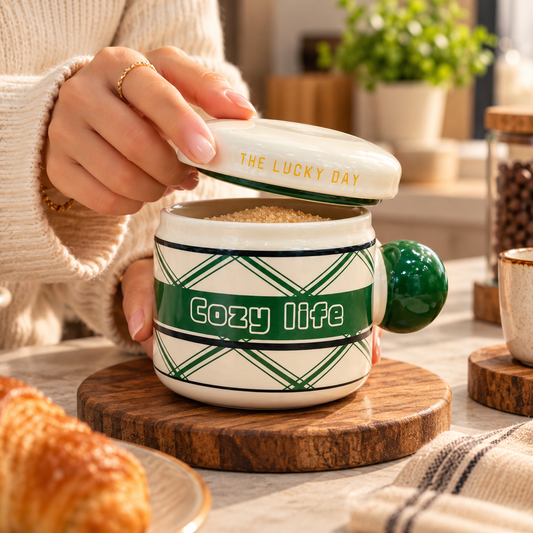 Aesthetic Printed Ceramic Coffee & Tea Mug with Lid | Cozy Life & Flower Designs