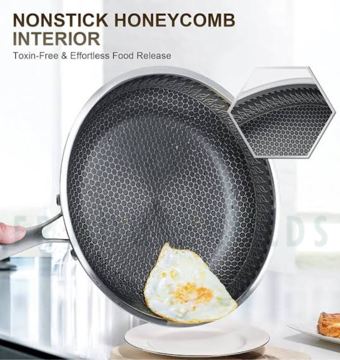 Honeycomb Stainless Steel Heavy Gauge Frypan with Induction Support | 28cm - 26cm