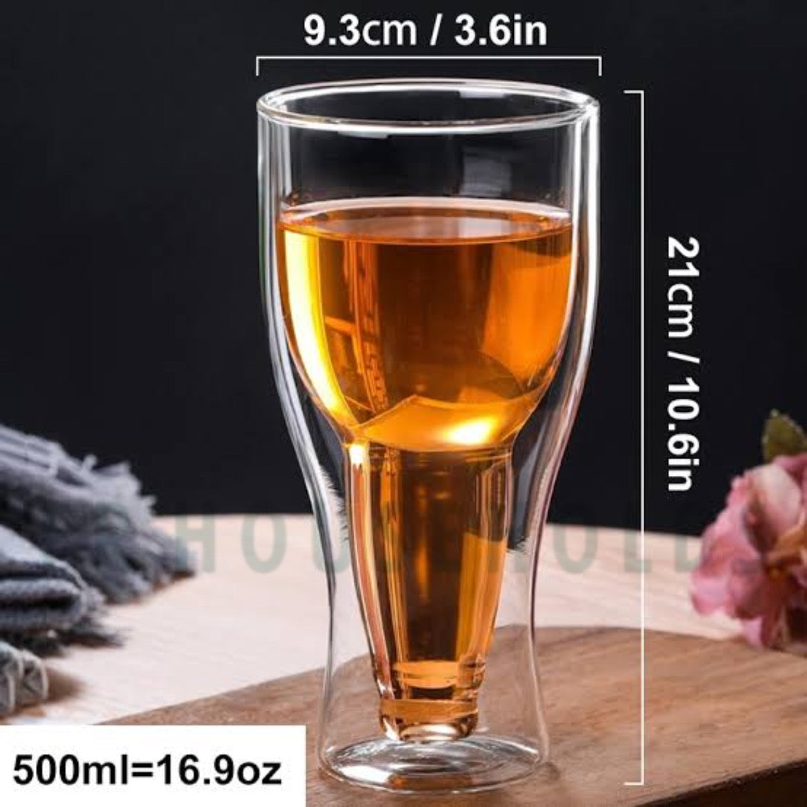 Double-Walled Beer Bottle Shaped Glass Cup 500ml