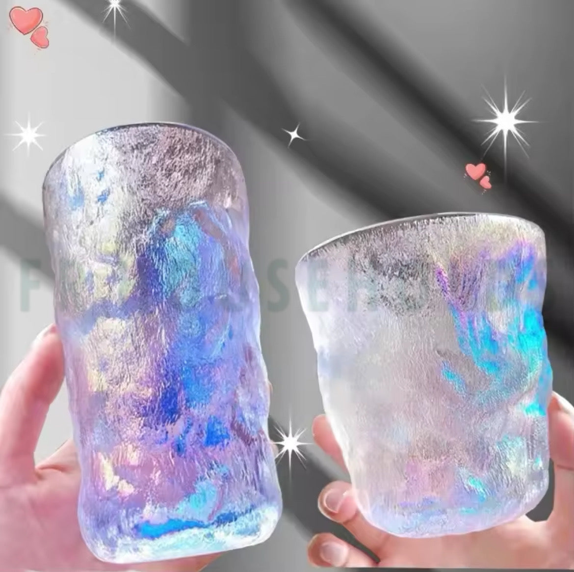 Frozen Ice Drink Glass | 400ml - Rainbow - 6PC